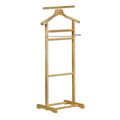 Wooden suit stand on a white background