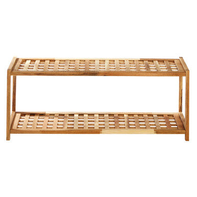 Arla 2 Tier Walnut Wood Shoe Rack
