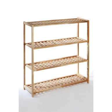 Arla 4 Tier Walnut Wood Grid Design Shoe Rack