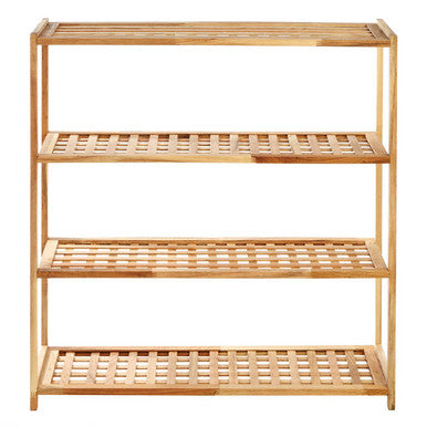 Arla 4 Tier Walnut Wood Grid Design Shoe Rack
