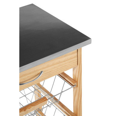 Harlow Glenn 3 Wire Baskets Pinewood Kitchen Trolley