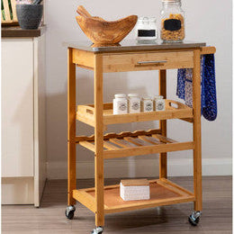 Harlow Bamboo One Drawer Kitchen Trolley