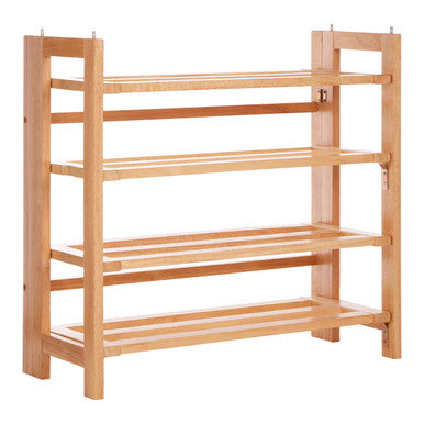 Arla Foldable Hevea Wood Shoe Rack with Removable Shelves