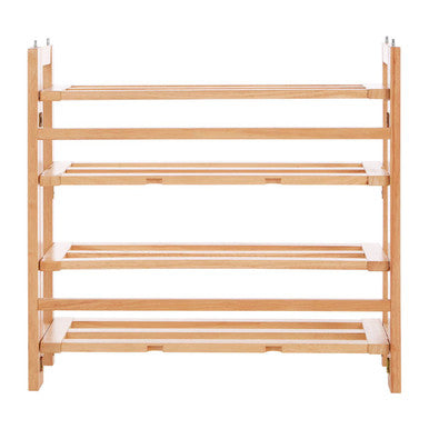 Arla Foldable Hevea Wood Shoe Rack with Removable Shelves