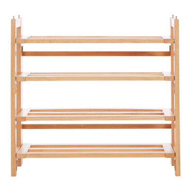 Arla Foldable Hevea Wood Shoe Rack with Removable Shelves