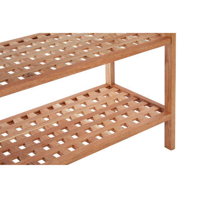 Arla 2 Tier Walnut Wood Grid Design Stackable Shoe Rack