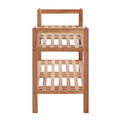 Arla 2 Tier Stackable Walnut Wood Shoe Rack