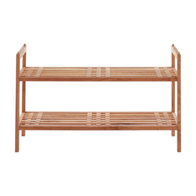 Arla 2 Tier Stackable Walnut Wood Shoe Rack
