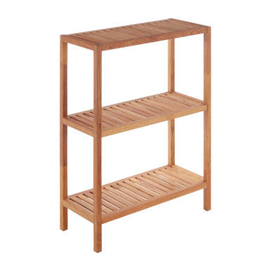 Arla 3 Tier Walnut Wood Bathroom Shelf Unit