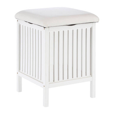 Salon White Bathroom Storage Stool with padded seat