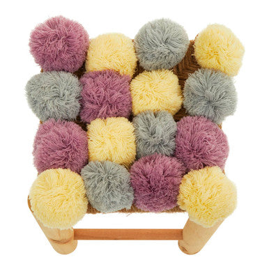 West Village Grey Beige And Pink Pom Stool
