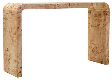 Mota Natural Burl Wood Curved Console Table, 135.5 cm