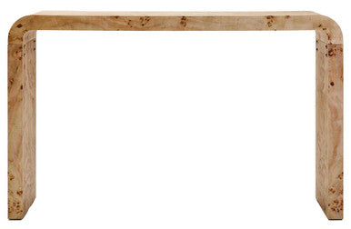 Mota Natural Burl Wood Curved Console Table, 135.5 cm