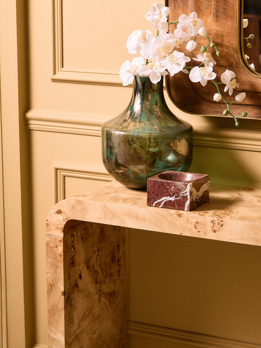 Mota Natural Burl Wood Curved Console Table, 135.5 cm