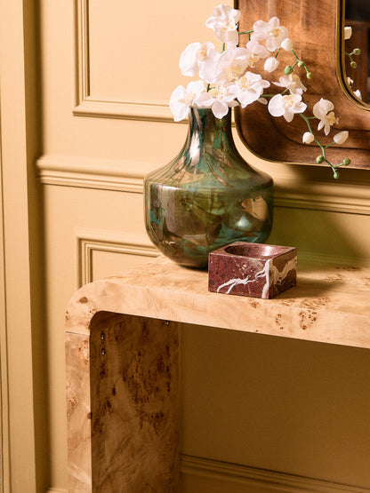Mota Natural Burl Wood Curved Console Table, 135.5 cm