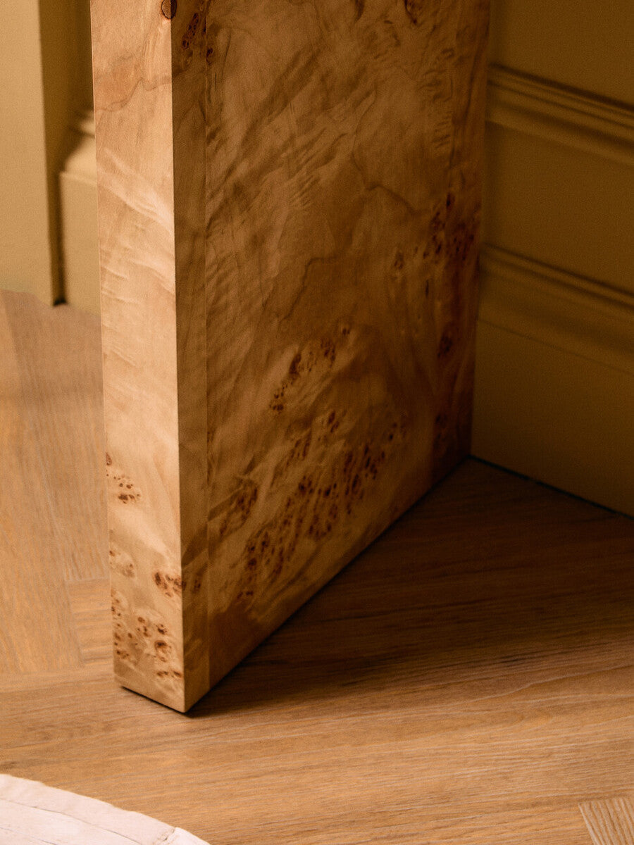 Mota Natural Burl Wood Curved Console Table, 135.5 cm