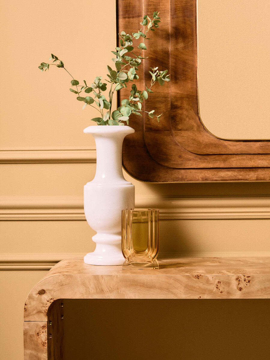 Mota Natural Burl Wood Curved Console Table, 135.5 cm