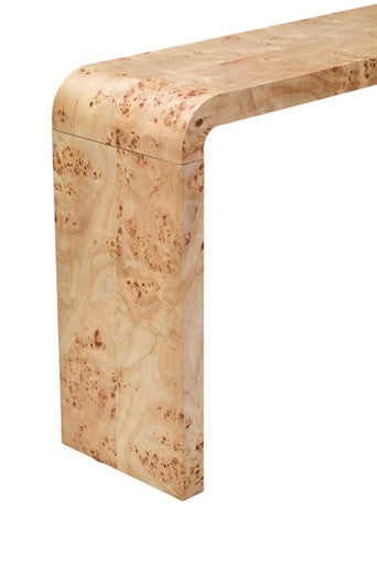 Mota Natural Burl Wood Curved Console Table, 135.5 cm