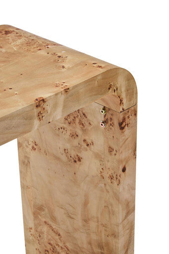 Mota Natural Burl Wood Curved Console Table, 135.5 cm