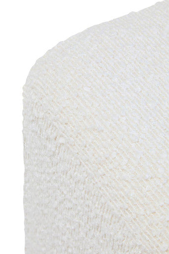 Mota Cream Boucle and Burl Wood Square Stool, 34 cm