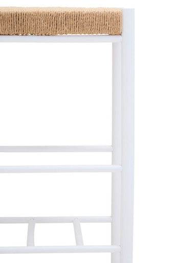 Bandar Natural Rope Woven Bar Stool with White Wooden Legs, 72 cm