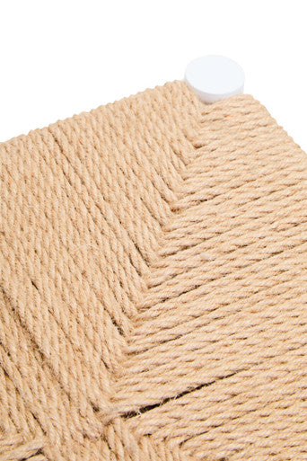 Bandar Natural Rope Woven Stool with White Wooden Legs, 45 cm