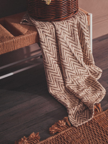 Bandar Natural Rope Woven Bench with White Wooden Legs, 110 cm