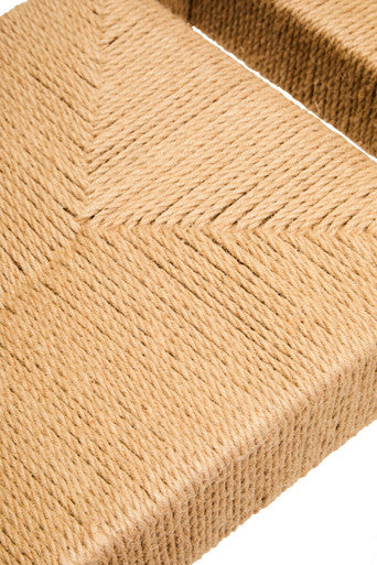 Bandar Natural Rope Woven Bench with White Wooden Legs, 110 cm