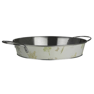 Jardin green floral serving tray with butterfly motif