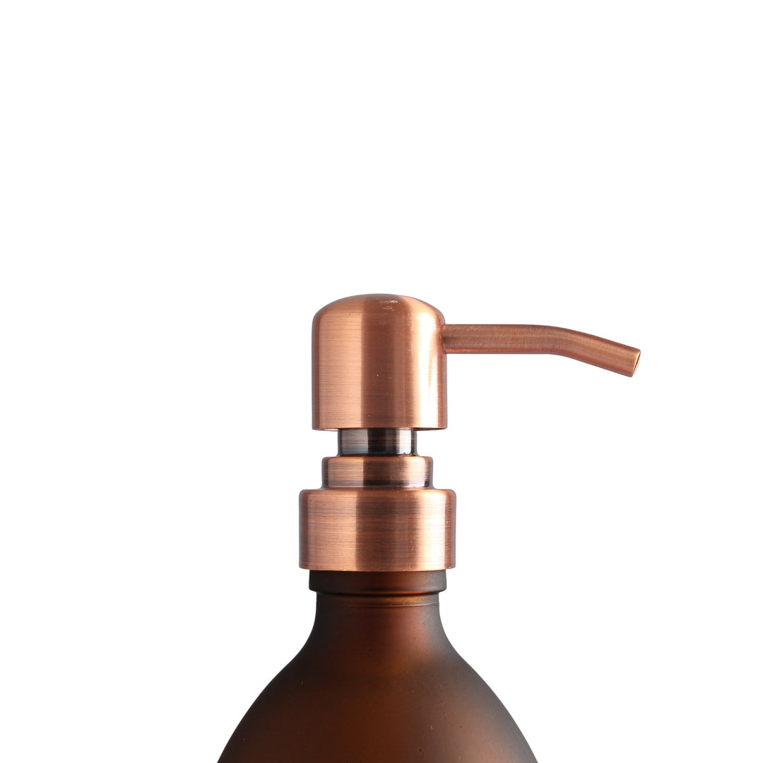 Namie Gold Wall Mounted Dispenser Bracket Set with Frosted Amber Glass Bottles
