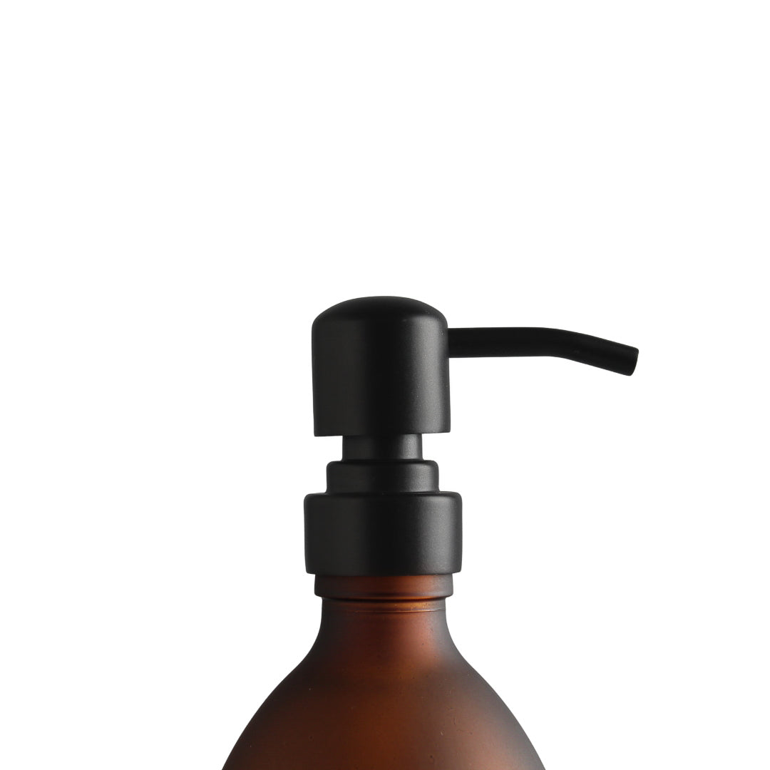 Namie Gold Wall Mounted Dispenser Bracket Set with Frosted Amber Glass Bottles