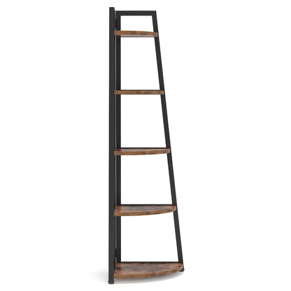 Industrial Corner Bookshelf & Display Rack with Black Metal A-Frame