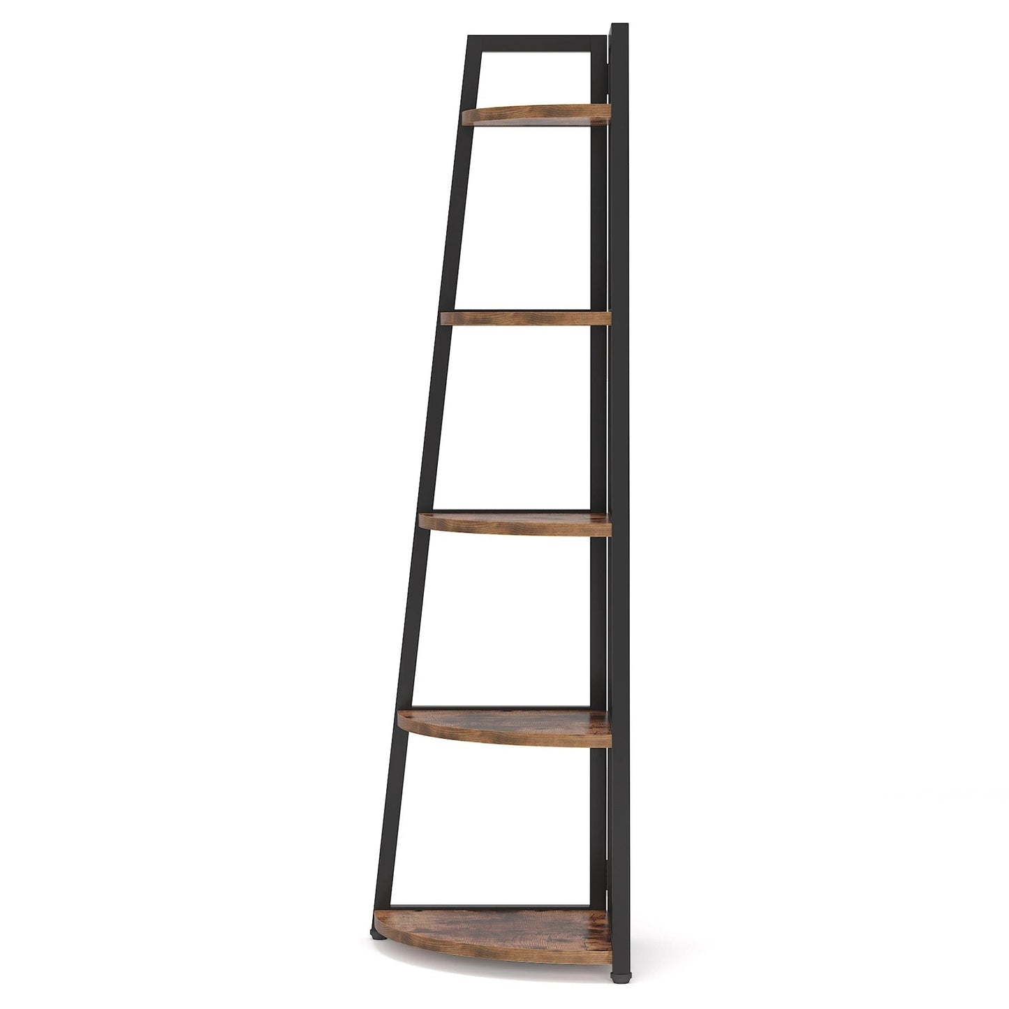 Industrial Corner Bookshelf & Display Rack with Black Metal A-Frame
