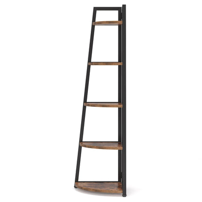 Industrial Corner Bookshelf & Display Rack with Black Metal A-Frame