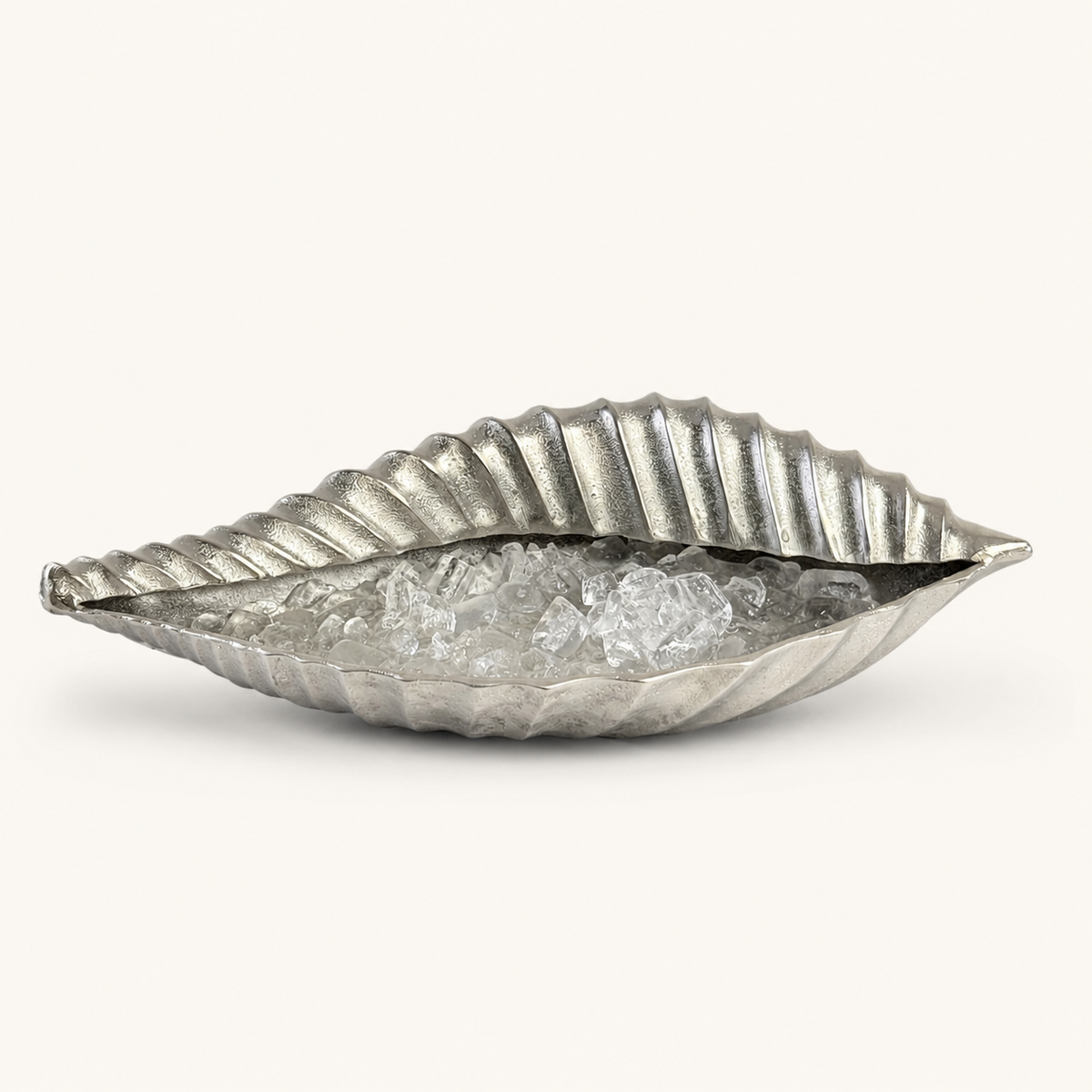 Clam Shell Champagne Ice Bucket & Silver Wine Cooler Bowl