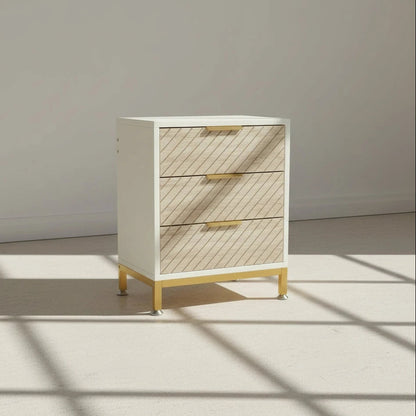 Modern 3-Drawer Nightstand with Textured Wood Finish