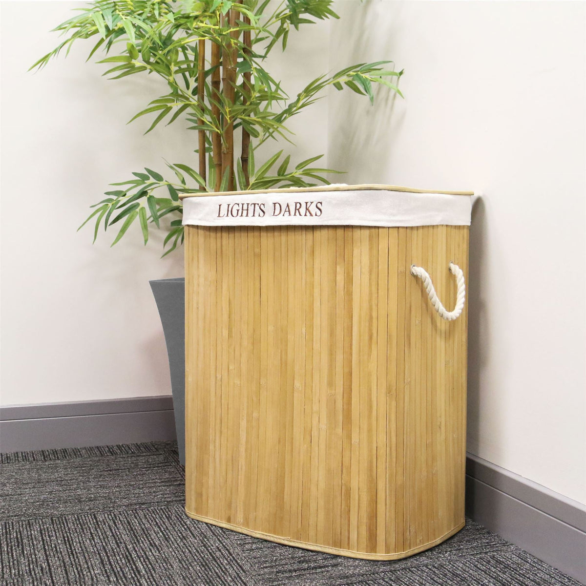 Light & Dark Bamboo Laundry Hamper Basket – M&W