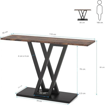 110cm Industrial Console Table | V-Leg Entryway & Hallway Table
