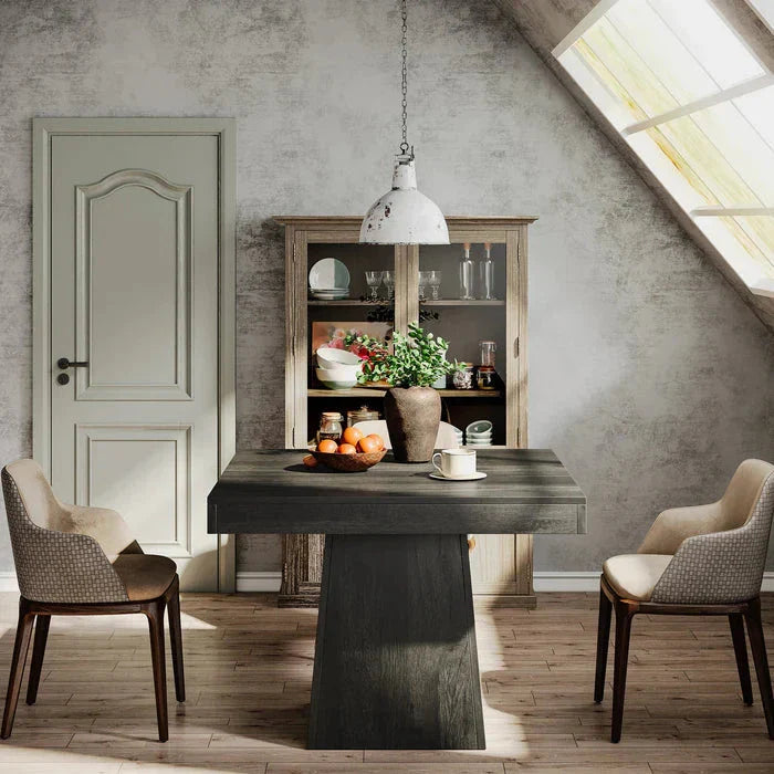 80cm Square Farmhouse Dining Table | Seats 4, Pedestal Base