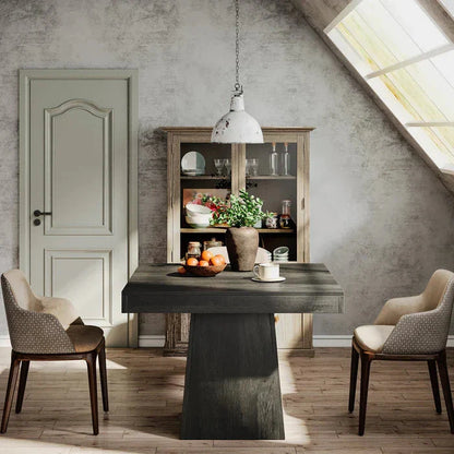 80cm Square Farmhouse Dining Table | Seats 4, Pedestal Base