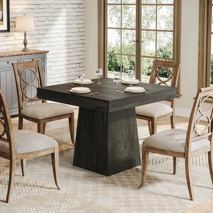 80cm Square Farmhouse Dining Table | Seats 4, Pedestal Base
