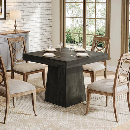 80cm Square Farmhouse Dining Table | Seats 4, Pedestal Base