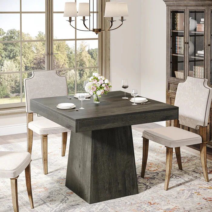 80cm Square Farmhouse Dining Table | Seats 4, Pedestal Base