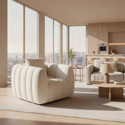 Cloud Comfort Bouclé Armchair - Terracotta Channel Tufted