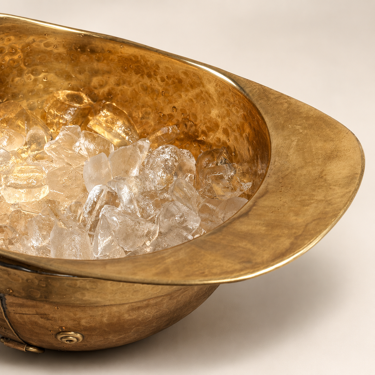 Solid Antique Brass Polo Helmet Champagne Ice Bucket | Wine Cooler