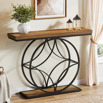 120cm Industrial 2-Tier Console Table | Geometric Metal Frame