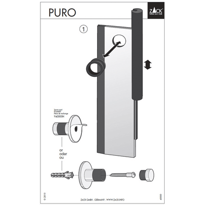 Zack Puro Brushed Stainless Steel Bath & Shower Squeegee 40000