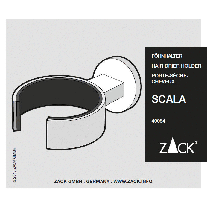 Zack Scala Polished Stainless Steel Hairdryer Holder 40054