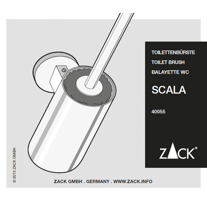 Zack Scala Polished Stainless Steel Wall Toilet Brush 40055