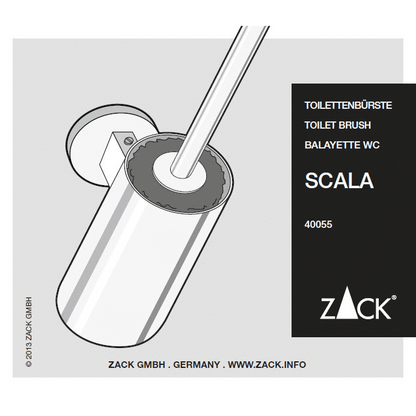 Zack Scala Polished Stainless Steel Wall Toilet Brush 40055